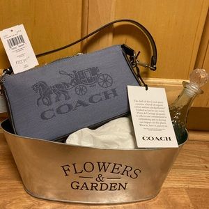 Coach Nolita 19 in color-block  horse & carriage. Silver/marble multi blue.